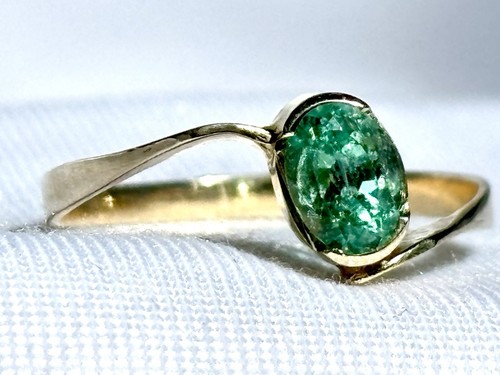 Größe 7,5 echter kolumbianischer Smaragd Ring, 14K Gold, 0,6 Karat Muzo Smaragde, - Bild 2 von 9