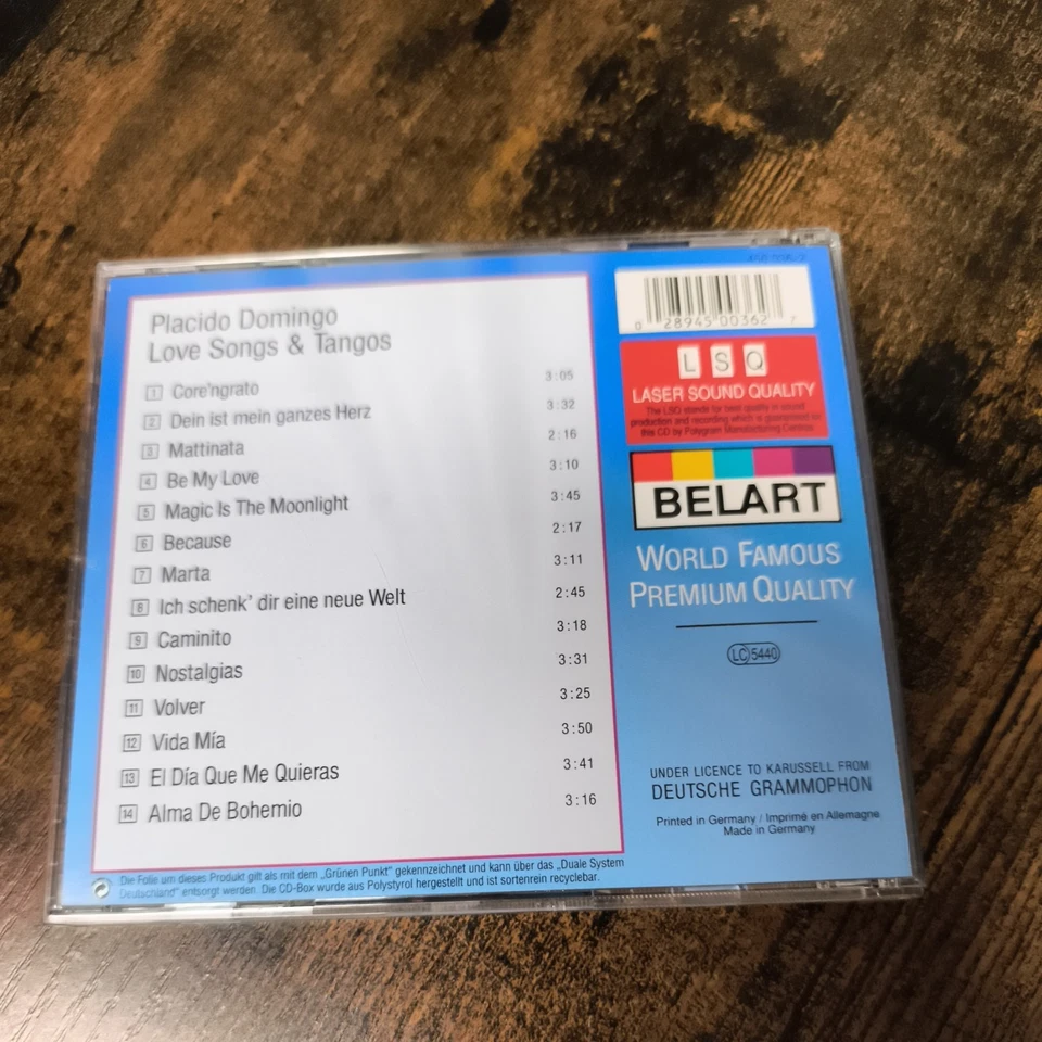 Placido Domingo ‎– Love Songs & Tangos (1993) CD, 14 Songs - Bild 2 von 2