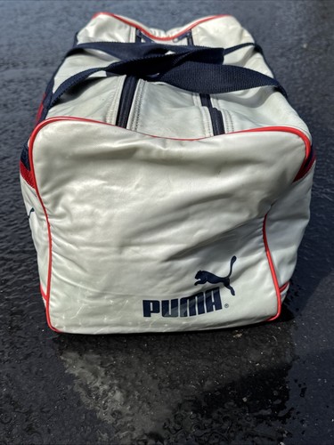 Vintage Silver/Grey Puma Small Duffel Divided Compartments Tennis - Picture 4 of 8