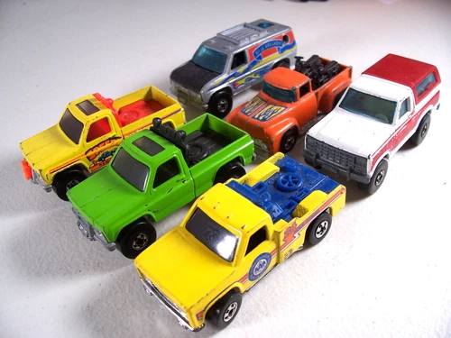 6 VINTAGE HOT WHEELS FORD BRONCO BAJA BREAKER VAN PICKUP TRUCKS