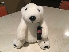 Vintage 1993 Coca Cola Plush Collectable 7" Polar Bear with Coca Cola Bottle