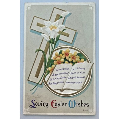 Loving Easter Wishes Embossed Gold Detail Postcard PC39
