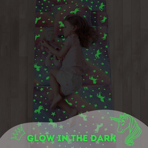 Glow Rainbow Unicorn Tri-Fold Sofa Bed for Kids, Foldable Futon Mattress, Cha... - Bild 2 von 9