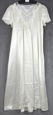 VTG Christian Dior Satin  Lace Ivory Maxi Nightgown V-Neck Short Sleeves Large