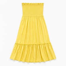 American Eagle Butter Yellow Smocked Dress Ruffle Boho Prairie Cottagecore