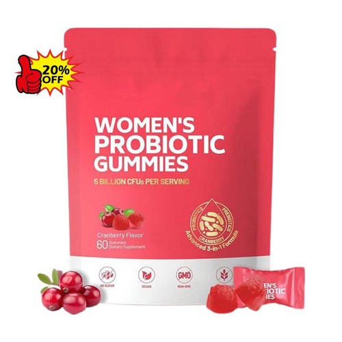 Damen Probiotische Gummis Cranberry Geschmack 60 Gummis -