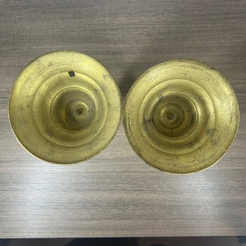 Vintage Brass Candlesticks Pair, 12.5” Ornate Decor Set for 2.5” pillar candles - Picture 8 of 12