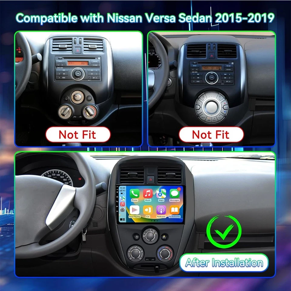 Stereo For Nissan Versa Sedan 2015-2019 Android 13 Apple CarPlay Car Radio Navi Foto 3 de 4