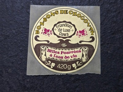 Vintage DAWA Bonbons de Chocolat Aufkleber Etikett 420g Schokolade 