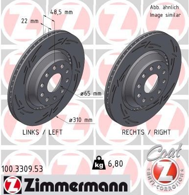2X Zimmermann Bremsscheibe 100.3309.53 FüR Audi Cupra Seat Skoda VW-image