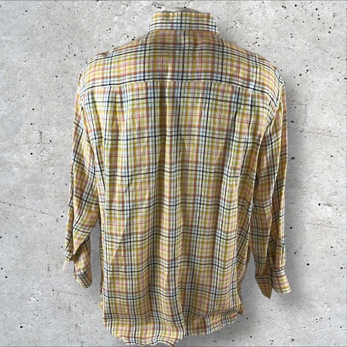 Paul & Shark Shirt Mens 2XB (Fits 3XB) Plaid Linen Long Sleeve Button T526 - Picture 4 of 11