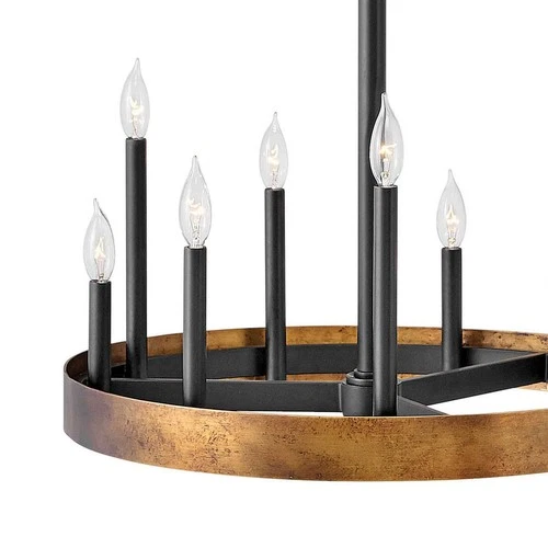 Hinkley Wells 24" Wide Weathered Brass and Black 9-Light Chandelier - Picture 4 of 6