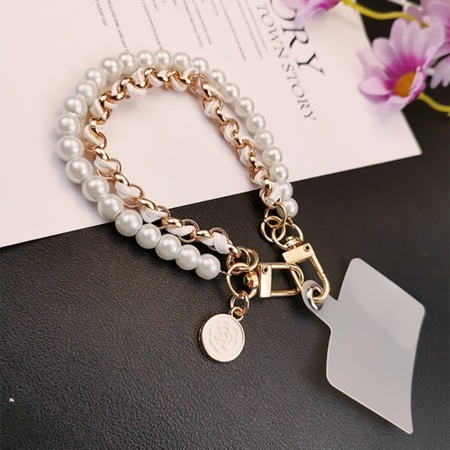 26cm Cell Phone Strap Rope Pendant Leather Pearl Anti-loss Hand Rope - Photo 9 sur 9