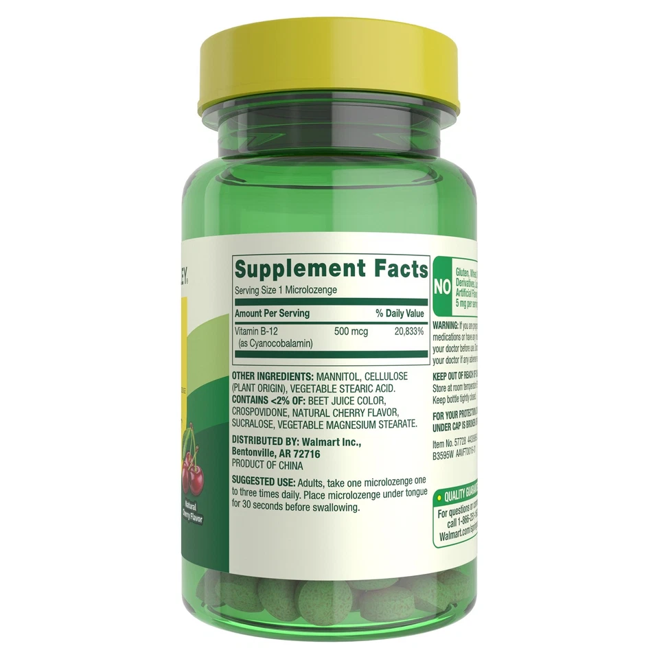 Spring Valley Sublingual Vitamin B12 Microlozenges, 500 mcg, 200 Count - Image 3 of 4