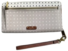 Fossil Wallet Zip Around Coated Canvas 8x4.5x1”