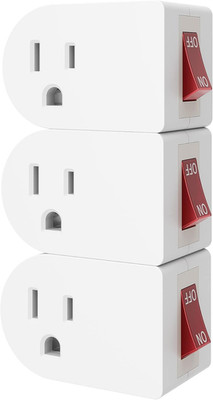 3 Pack Grounded Outlet Wall Tap Adapter with On/Off Power Switch，Single Outlet w