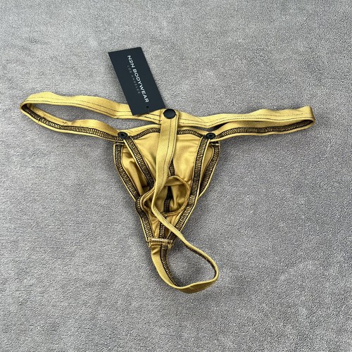 N2N Bodywear Men gold golden boy titan Thong G-string swim underwear size L XL - Imagen 7 de 7