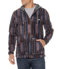 New Quiksilver size Medium Full Zip Fleece Hoodie Surf Days Blue Brown Print