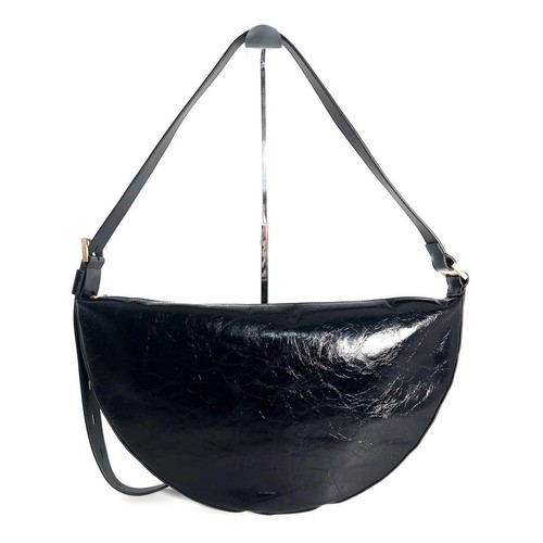 All Saints Half Moon Large Black Leather Shoulder Bag Free Shipping from Japan - Picture 3 of 10