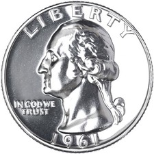 1961 (P) Washington Quarter Gem Proof 90% Silver