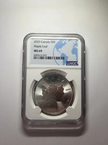 2020 1oz .9999 Fine Silver NGC MS69 Canada Maple Leaf Beautiful Coin!