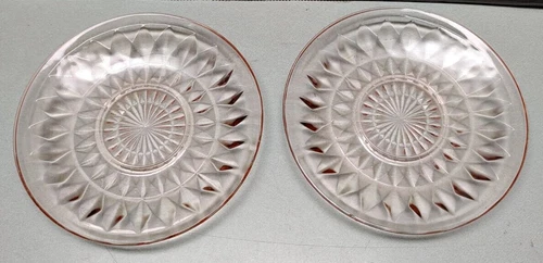 VTG Jeanette Pink Depression Glass Windsor Diamond Saucer