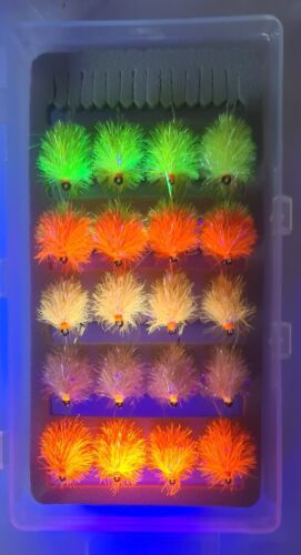 Supersoft Fluorescent Fritz Blobs Lures Assortment Trout Fishing Flies - Picture 1 of 17