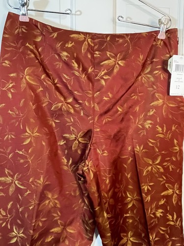 DANA BUCHMAN WOMENS PAPRIKA SILK FLORAL DRESS PANTS - SIZE 12 - NWT - Picture 2 of 12