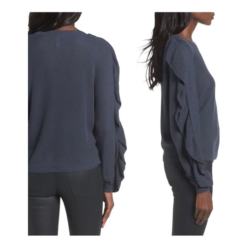 Leith S Ruffle Sleeve Sweater New with tag spring lightweight knit Anthro - Picture 6 of 14