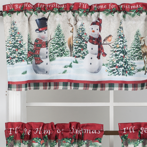 Kitchen Curtain Set 3 PC Christmas Window Decor, Ruffled Swag Valance & Tiers - Picture 48 of 54