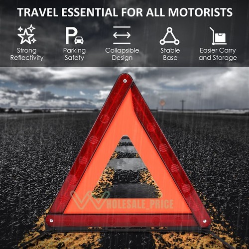 3-15x DOT Approved Car Emergency Warning Triangle Reflective Safety Roadside Kit - Picture 11 of 23