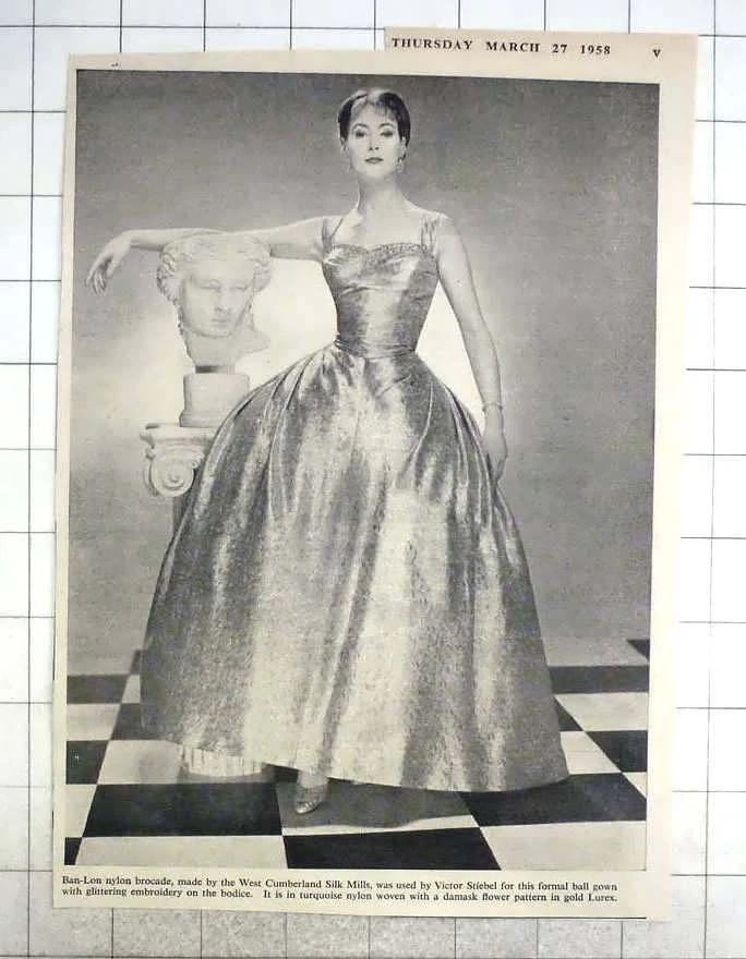 1958 Victor Stiebel Ball Gown Design West Cumberland Silk Mills