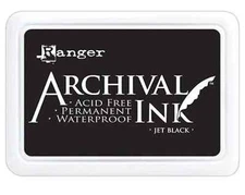 Ranger Archival Ink JET BLACK Permanent Ink Stamp Pad #0 Standard Size