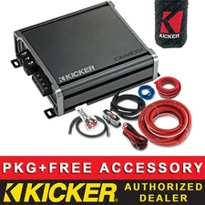 KICKER CXA800.1 CAR AUDIO SUBWOOFER CLASS D 1CH/MONO AMPLIFIER + 4AWG AMP KIT