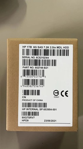 HPE 652749-B21 653954-001 1TB SAS 7.2K 6G 2.5 in SFF G8 G9 HP HDD Hard Drive - Picture 1 of 7