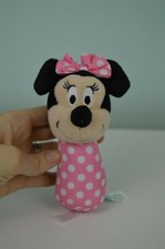 Disney Baby Minnie Mouse Hand Rattle Toy Plush Stuffed Animal Pink White Dots