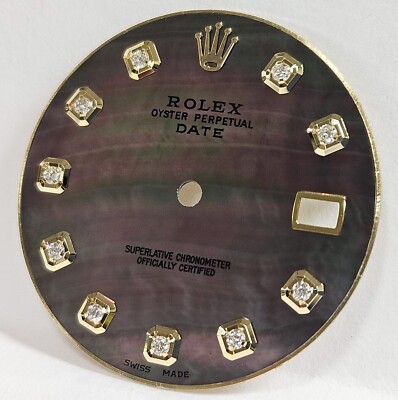 Rolex Date 34 Custom Black MOP Diamond Dial for Ref. 1500 15000