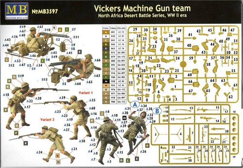 Kit modelo plástico escala 1/35 Vickers Machine Gun Team North Africa Segunda Guerra Mundial MB 3597 - Imagen 10 de 11
