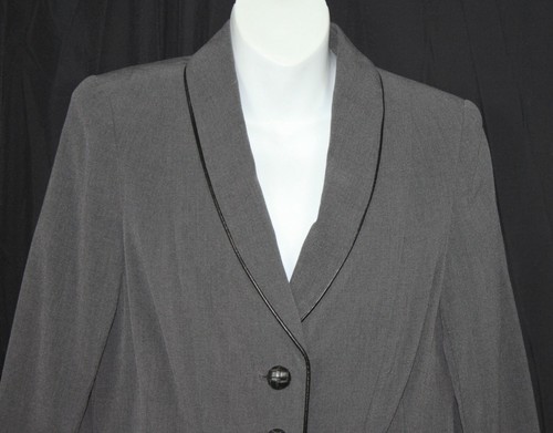 View by Walter Jacket Blazer QVC Shawl Collar Piping Details Heather Gray XS - Picture 2 of 6