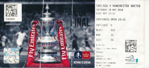 TICKET: FA CUP FINAL 2018 Chelsea v Manchester United - heavy centre fold