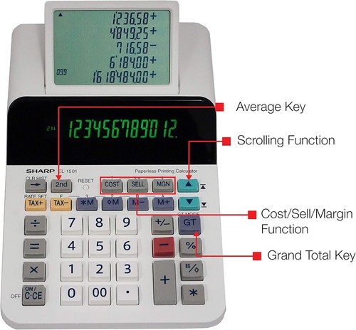 Office-Friendly Cordless Printing Calculator with Scrolling Display & Functions - Picture 7 of 10