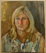 Ukrainian Soviet Oil Painting impressionism realism portrait woman girl 
