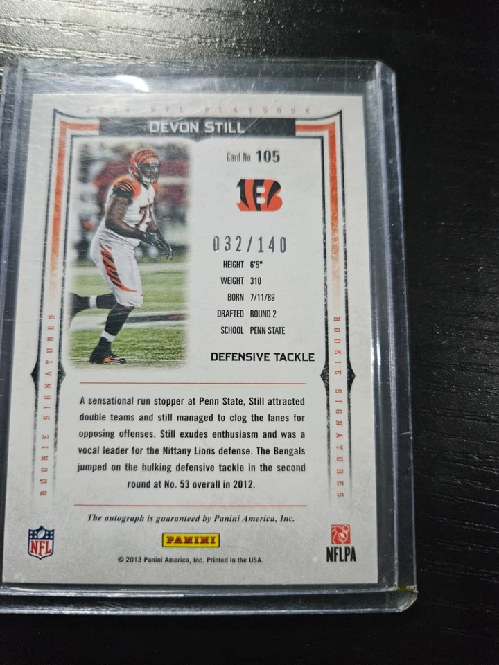 Devon Still 2012 Panini Playbook Rookie Silver Auto #32/140 Bengals RC - Image 2 of 2