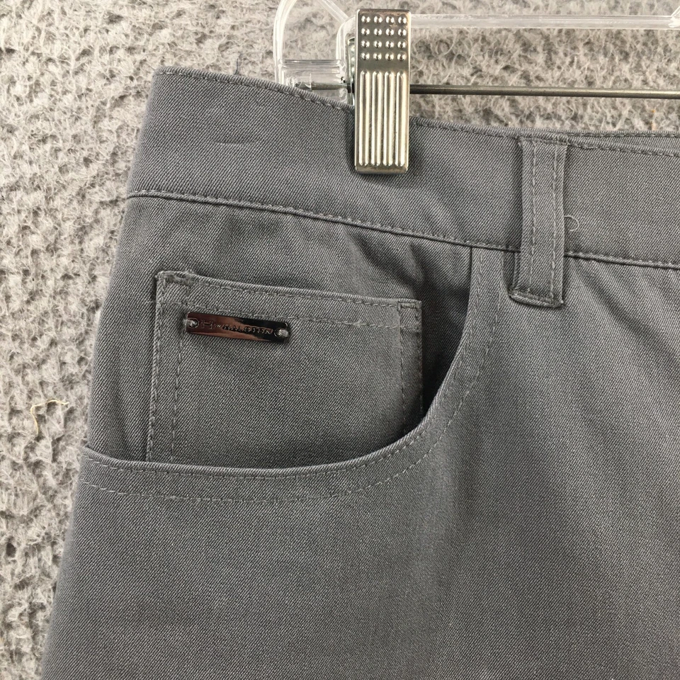 Pantalones H by Halston Bootcut para mujer 14P (35x28,5 real) gris mezcla de algodón cremallera mosca Foto 3 de 4