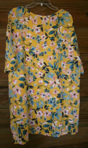 Woman Within Top T Shirt Blouse Tee 2X 26/28 Plus Tunic Yellow Floral NEW - Picture 2 of 13