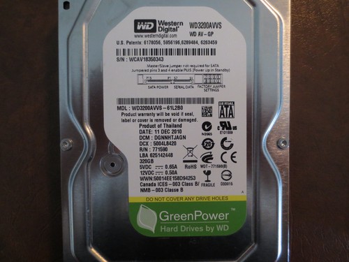 Western Digital WD3200AVVS-61L2B0 (All have "TJ" DCM's) 320gb 3.5" Sata HDD
