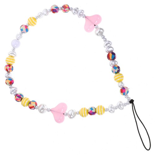 Beaded Heart Phone Charm Phone Lanyard Wrist Strap Cellphone Chain Strap for - 第 2/12 張圖片