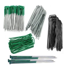 GROUND GARDEN WEED PEGS METAL BARRIER MEMBRANE PINS FABRIC HOOK STAPLE PEG LOT
