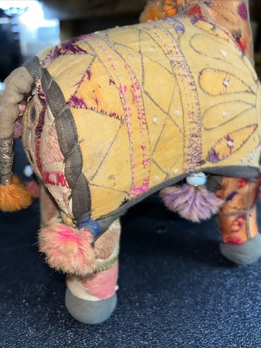 Vintage handgewebtes Pferd Made in India Patchwork Spiegel und Perlen - Bild 8 von 12