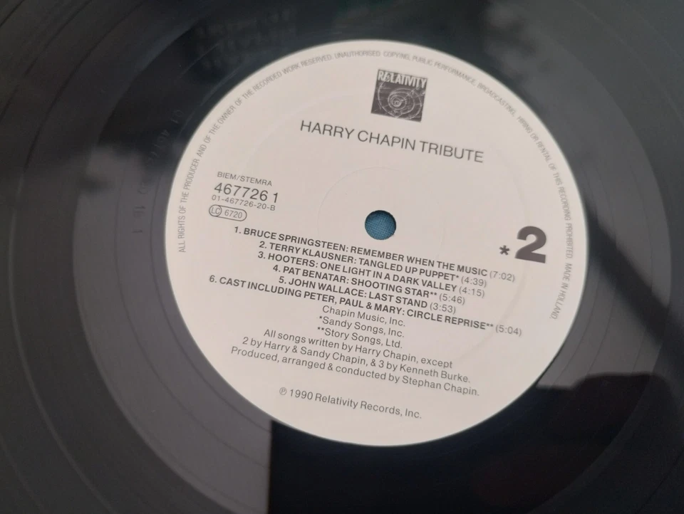 Harry Chapin Tribute SPRINGSTEEN, GRAHAM NASH, PAT BENATAR RARE LP - Image 4 of 4